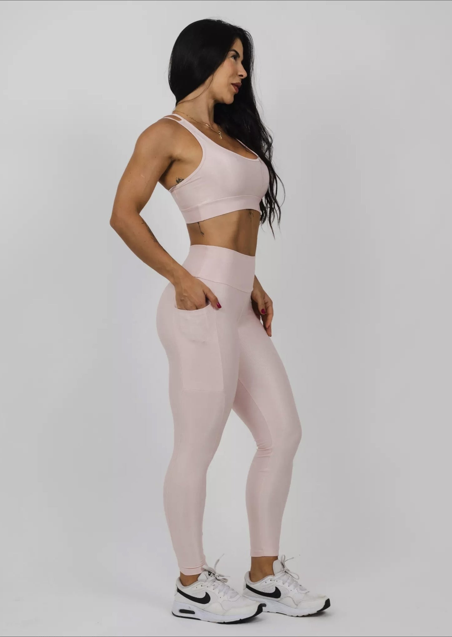 Conjunto Fitness Woman - Legging Aisha Compressão Rosa Candy