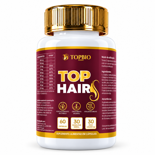 Top Hair TopBio — Cabelo, Pele e Unhas | 60 Cápsulas