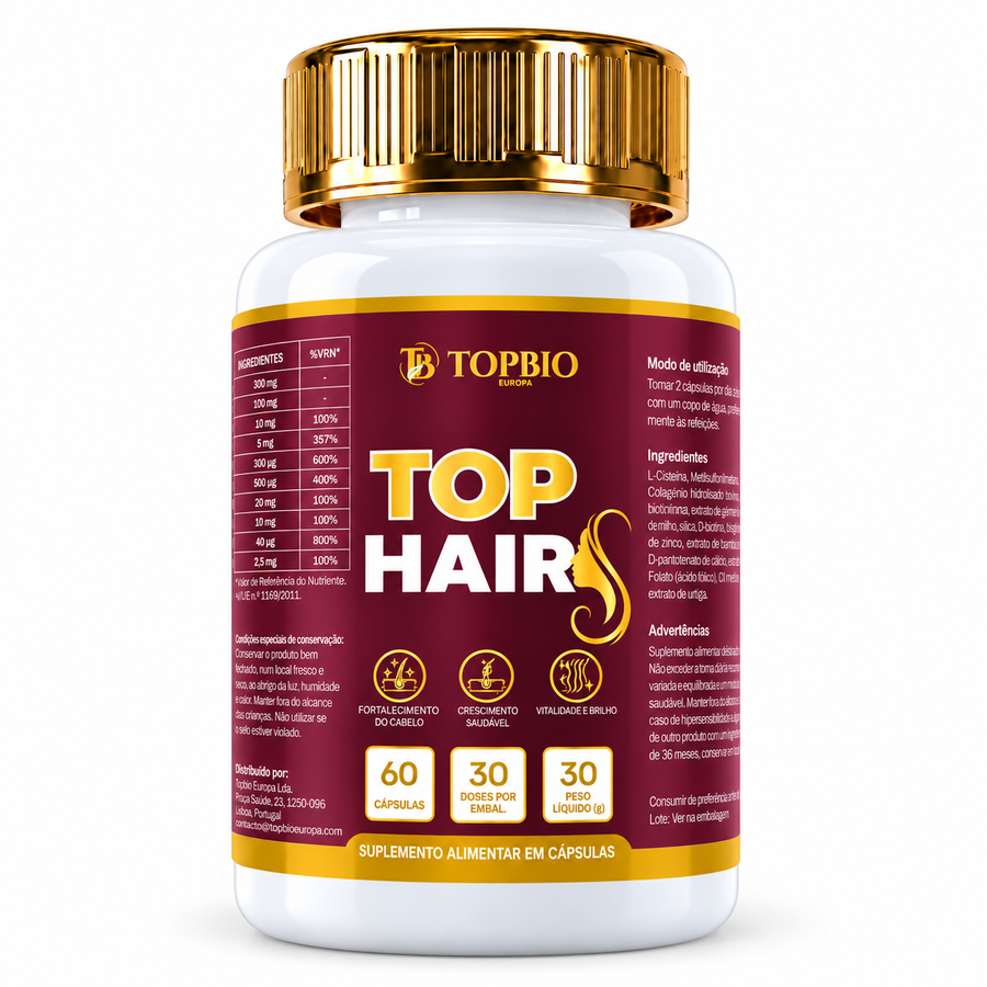 Top Hair TopBio — Cabelo, Pele e Unhas | 60 Cápsulas
