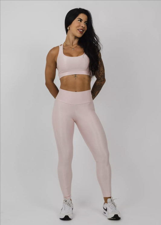 Conjunto Fitness Woman - Legging Aisha Compressão Rosa Candy
