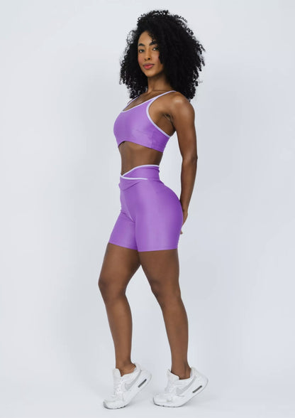 Conjunto Fitness Woman - Short Básico Thais Lavanda + Ipê