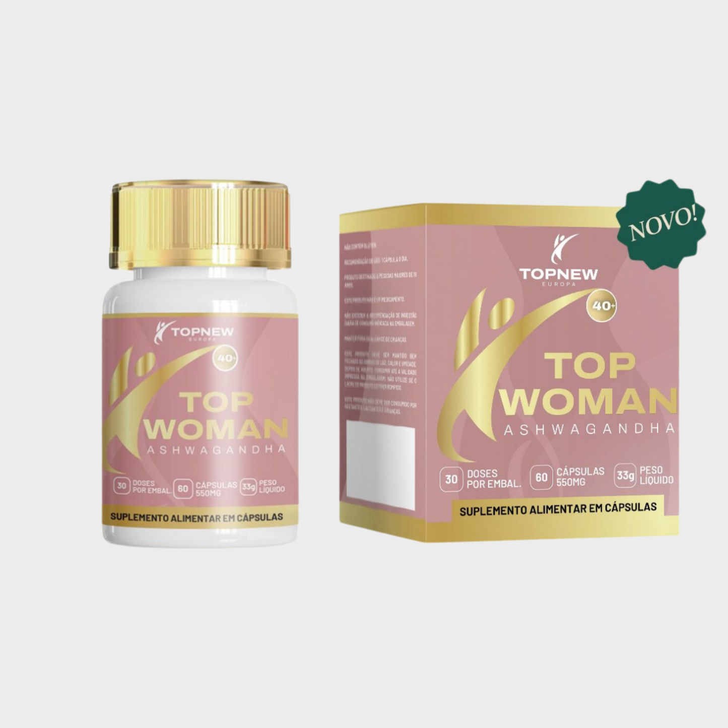 Top Woman 40+ — Suplemento para Mulher na Perimenopausa com Ashwagandha | 60 Cápsulas