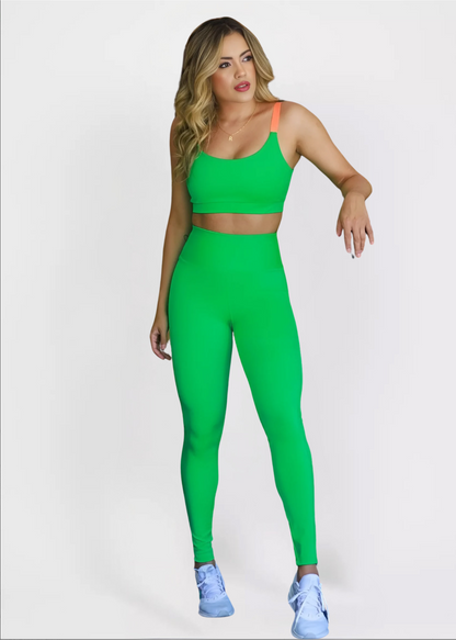 Conjunto Fitness Woman - Legging Básica + Top Verde